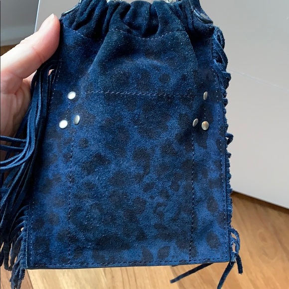 Jérôme Dreyfuss clutch in suede dark blue - Picture 4 of 6